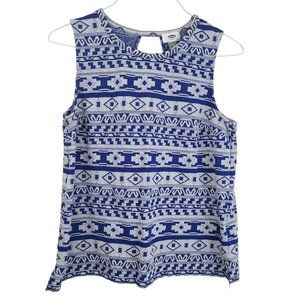 Old Navy San Francisco California Womens Blouse Blue + White Size M Striped